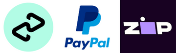 Logos of a payment processing service on a black background
