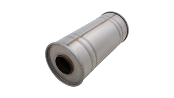 6Inch Round Straight Through Resonator 14Inch Long 2.5Inch Pipework Raw 409 S/S