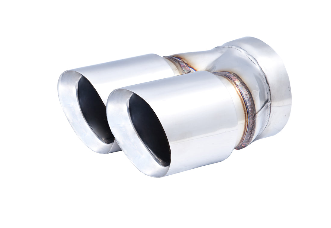 Twin 3.5Inch Round Angle-Cut Tip with 3.5" Inlet