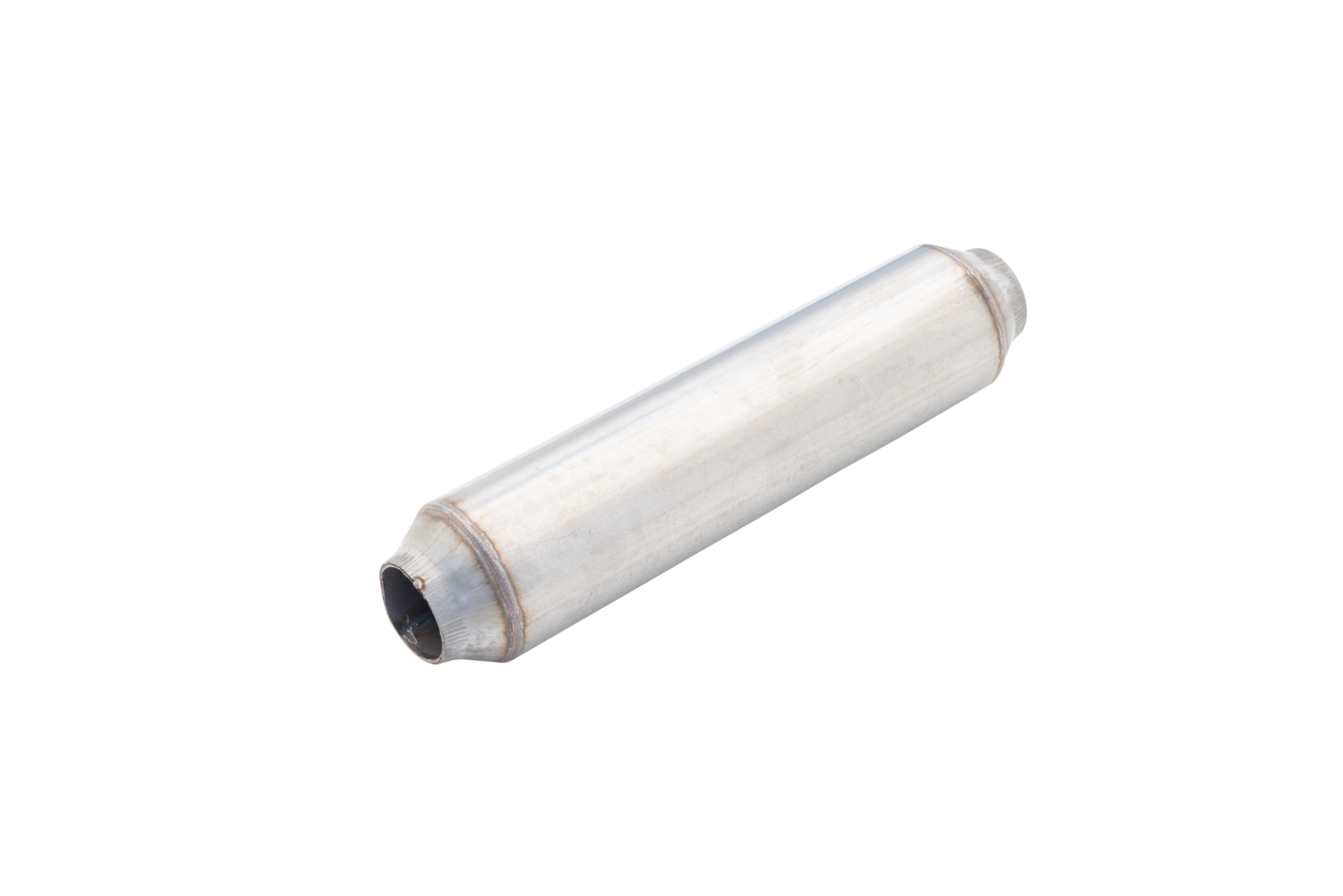Hot Dog Resonator 2Inch Inlet 12Inch Long Raw 409 Stainless Steel