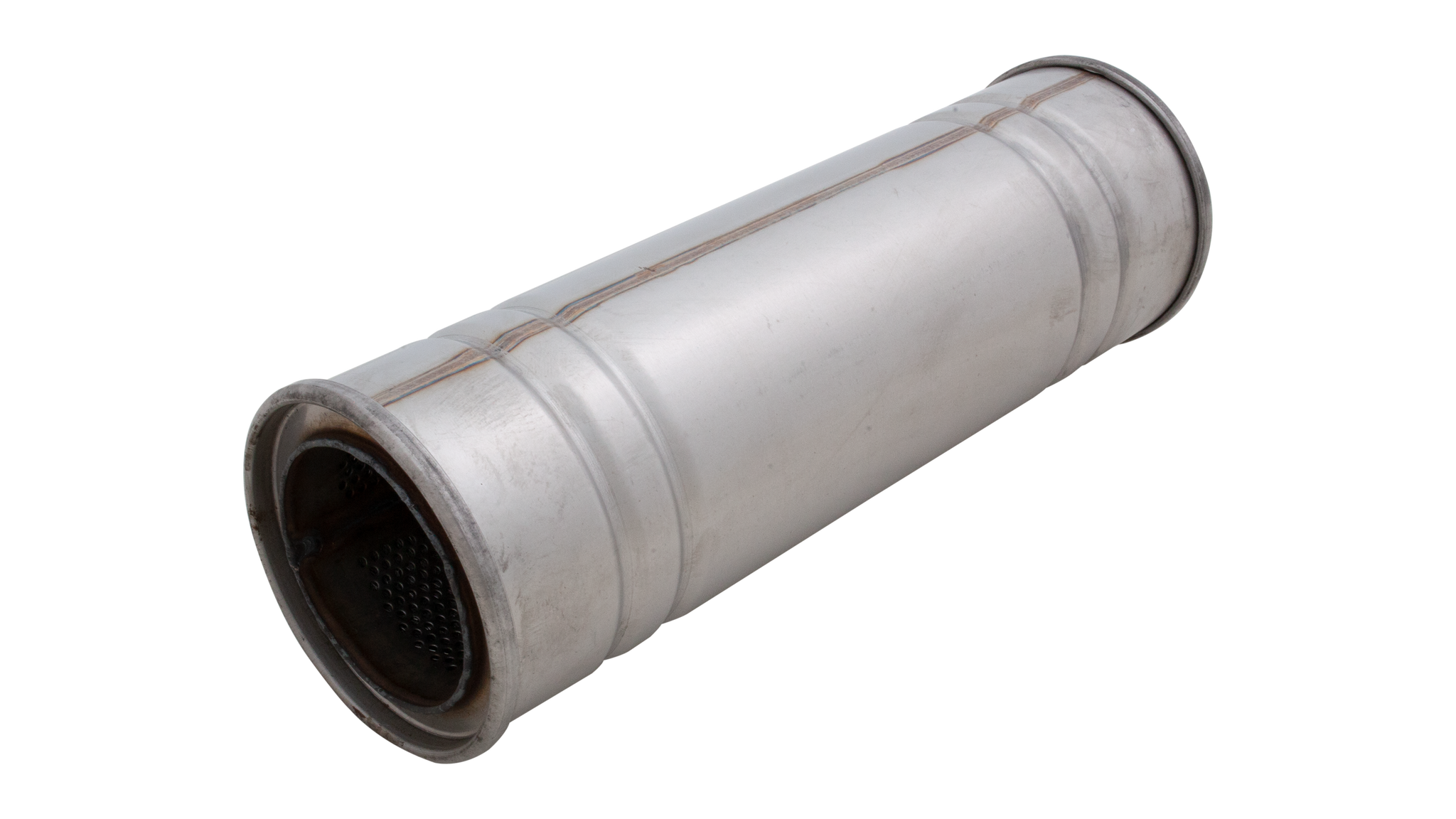 5Inch Round Straight Through Resonator 14Inch Long 3.5Inch Pipework