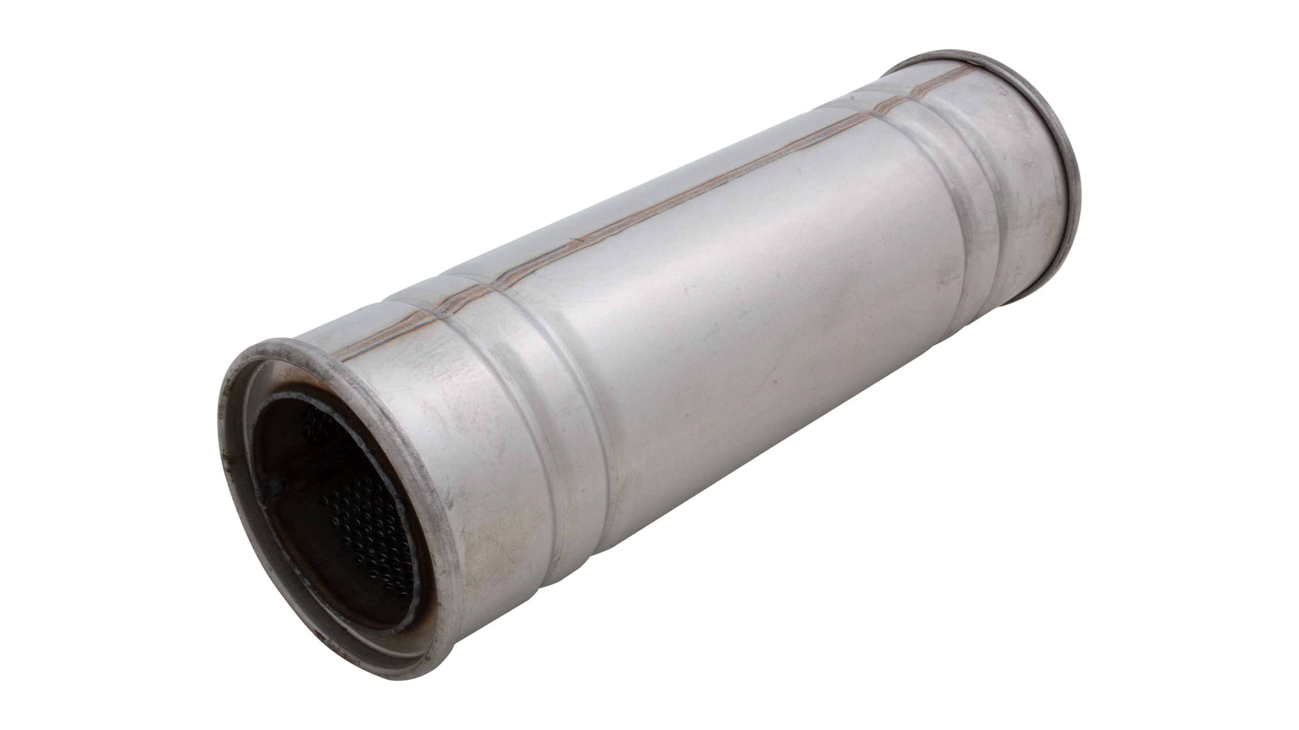 APS 2.25" Inlet X 12" Long Hotdog Muffler Resonator – Mild Steel, Perforated Tube