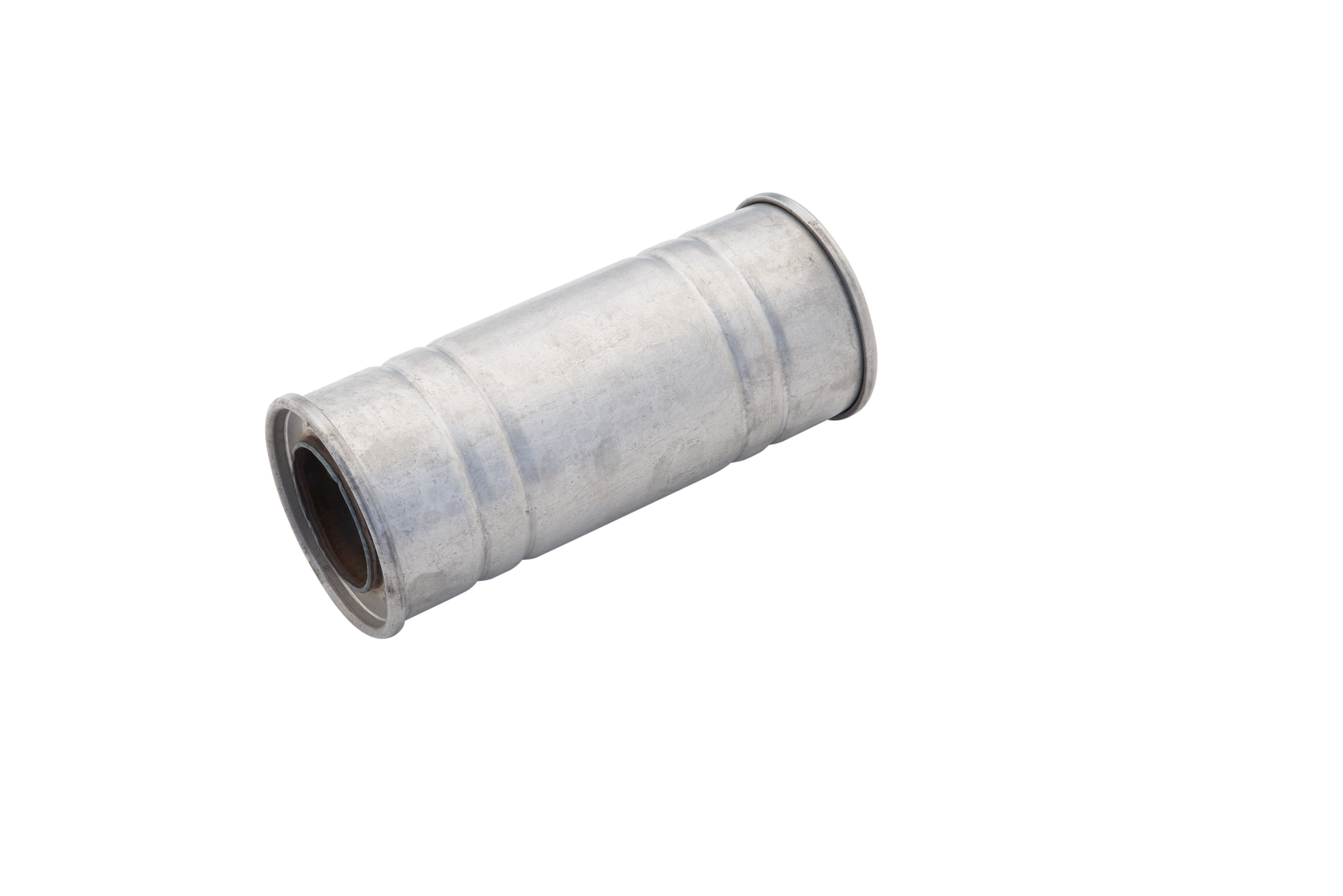 5Inch Round Straight Through Resonator 14Inch Long 3Inch Pipework