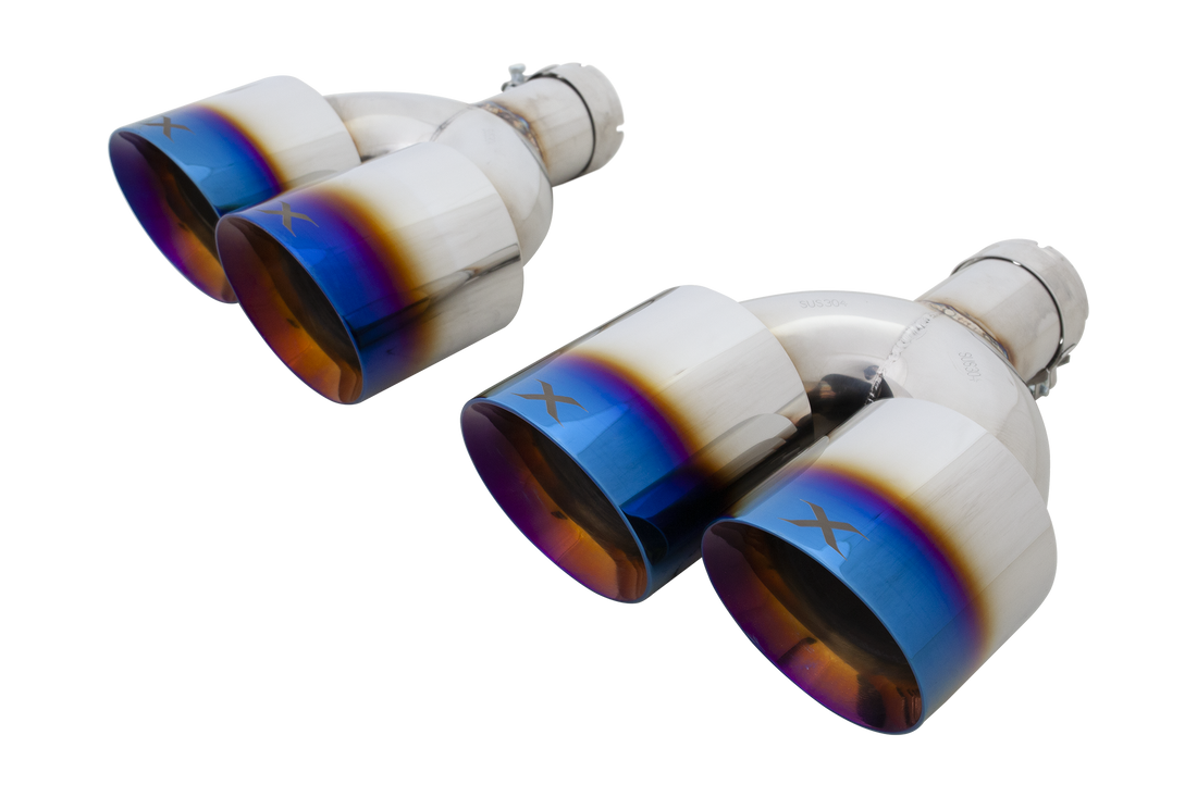 VW Golf R MK8 to MK8.5 Burnt Blue Look Quad 4.5 Inch Tip Option