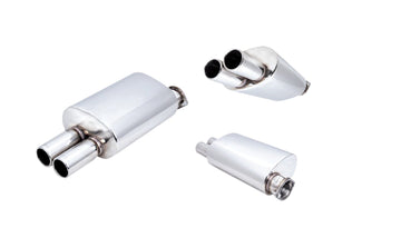 Twin 3 Inch Outlet Universal Muffler with 3 Inch Inlet