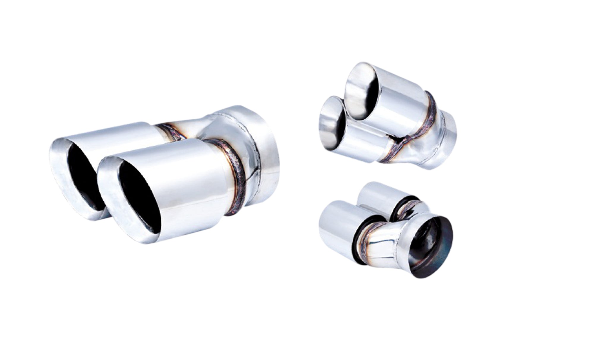 Twin 3.5Inch Round Angle-Cut Tip with 3.5" Inlet