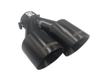Twin 4Inch Round Matte Black Angle Cut Tip with 3" Inlet for Left Hand Side