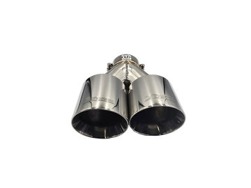 Twin 4Inch Round Angle Cut Tip with 2.5" Inlet for Right Hand Side