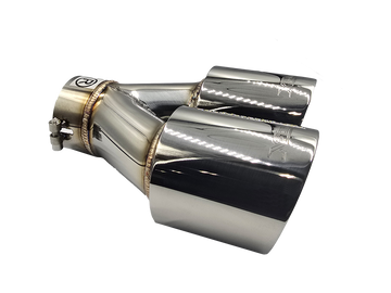Twin 4Inch Round Angle Cut Tip with 3" Inlet for Right Hand Side