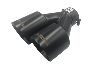 Twin 4Inch Round Matte Black Angle Cut Tip with 3" Inlet for Right Hand Side