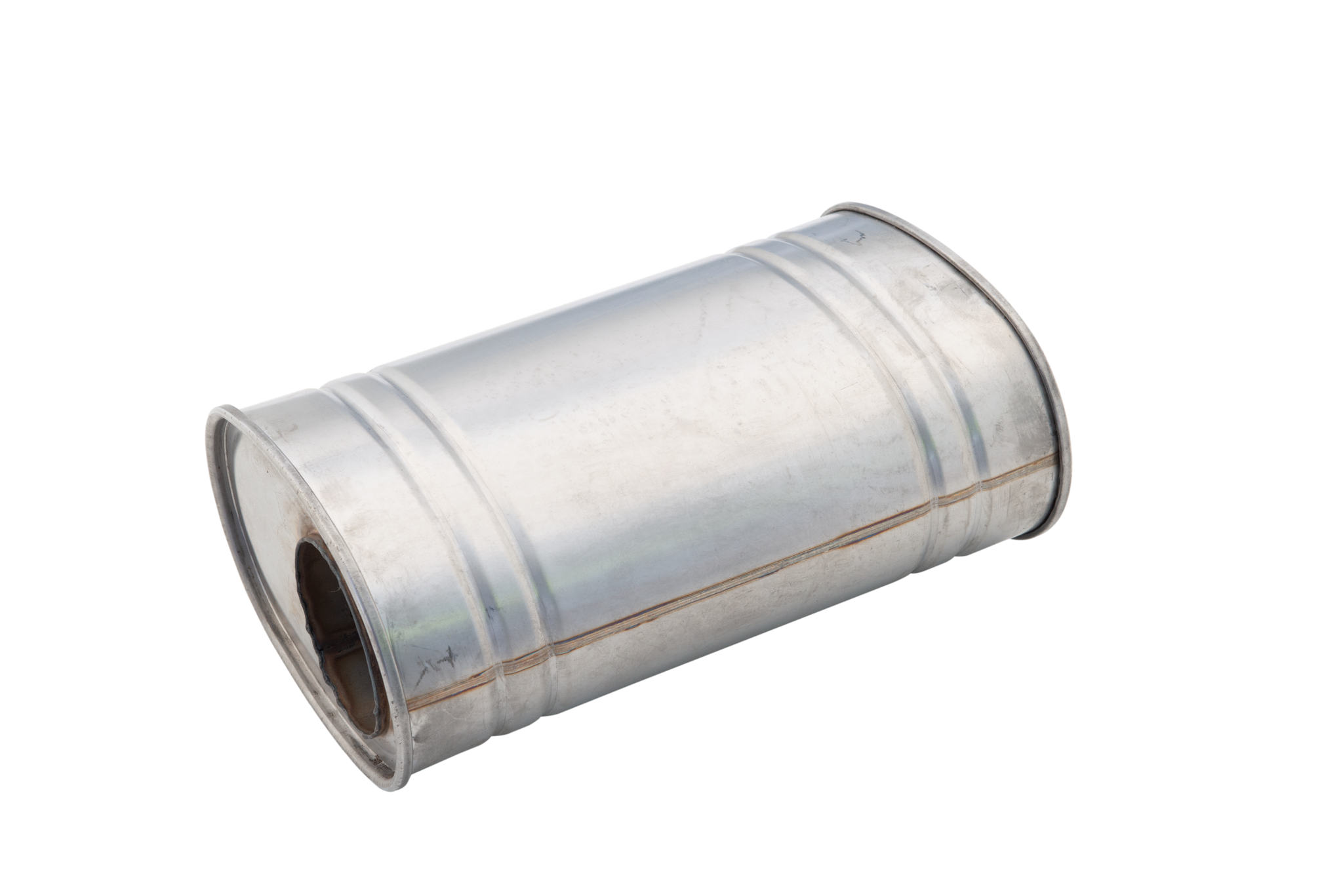 3 Inch Universal Oval Resonator in Raw 409 Stainless Steel