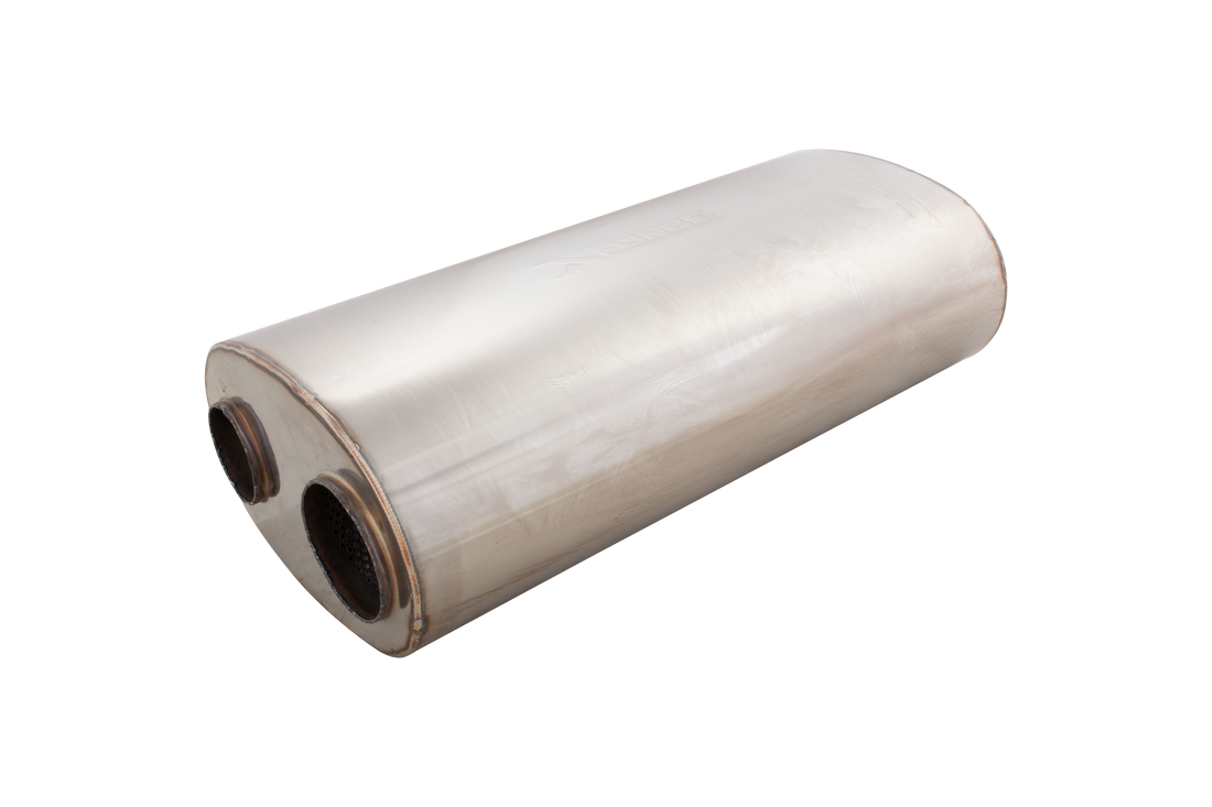 Single 3Inch Side Inlet Dual 2.5Inch Side Outlet East West Muffler