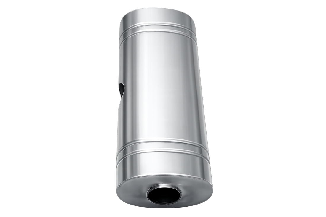 EAST WEST 2.5" Inlet muffler twin 2.25" outlet 304 Stainless Steel