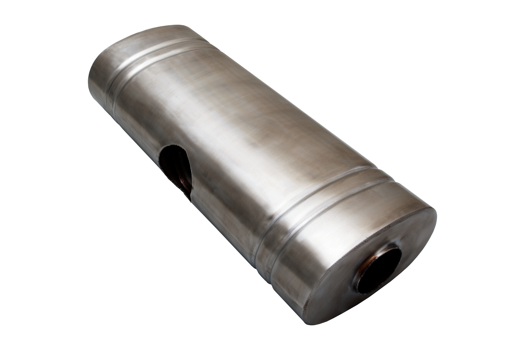 EAST WEST 2.5" Inlet muffler twin 2.25" outlet 304 Stainless Steel