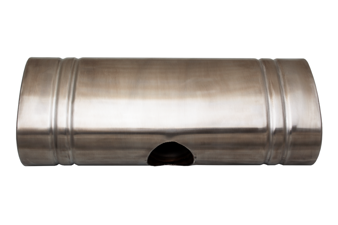 EAST WEST 3" Inlet muffler twin 2.5" outlet